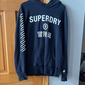 Superdry Dark Blue Hoodie with White Accents
